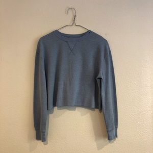 Wild Fable Blue Waffle Knit Crop Long-Sleeve Top